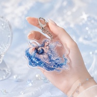 Porte-clés en acrylique personnalisé irrégulier, motif Aquarius Porte-eau, œuvre d'art céleste, fermoir argenté, cadeau promotionnel en gros
