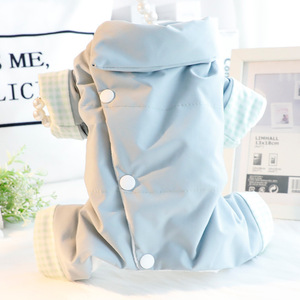 Abrigo Acolchado de Algodón Azul Claro para Perros Pequeños, para Usar en Invierno, Primavera y Otoño, con Botones en la Espalda, Ropa para Mascotas - Product Image 1