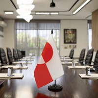 Drapeau de bureau du Groenland en gros, 14x21cm, mini-drapeau national en polyester avec support en plastique ABS noir