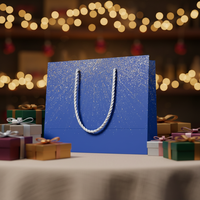 Sac cadeau en papier kraft de luxe de haute qualité personnalisé avec poignée en corde et ruban pour l'emballage de bougies, d'artisanat et de cadres photo