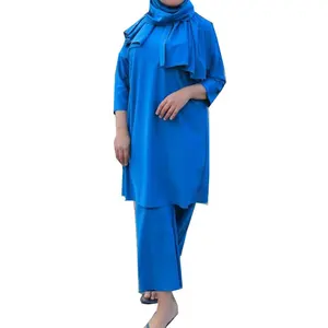 2023 Latex Badpak Moslim Vrouwen Lange Mouw Badpak Bescheiden Islamitische Boerkini Badmode