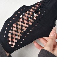 Épais femmes Sexy vêtements moulants couleur unie demi col haut à manches longues évidé robe ajustée