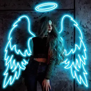 SRY Sign Creative Design Waterproof Angel Wings Lamp Acrylic 3D Led Neon Light Sign Custom For Atmosphere Party