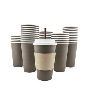 Compter 1000 350ml gobelet en papier 32oz compostable café jus tasse en papier blanc avec couvercle en papier - Product Image 5