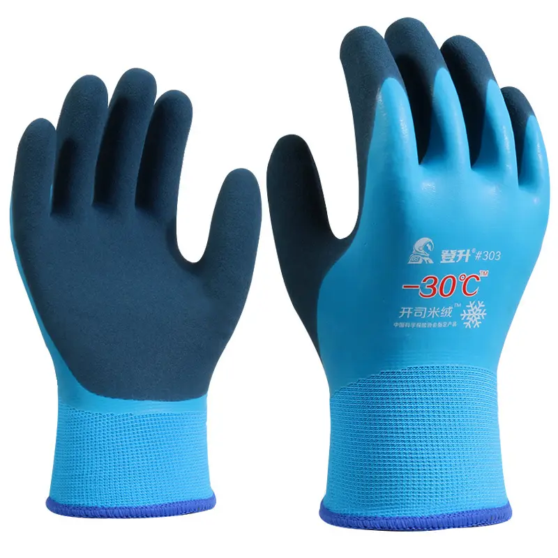 Orange blue velvet winter warm waterproof wear-resistant gloves cold-proof polar cold frost-proof minus 30 degrees cashmere