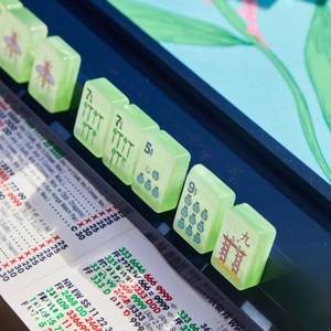 Mahjong moderne personnalisé avec des perles <span class=keywords><strong>de</strong></span> matcha et des tuiles en acrylique luxueuses, <span class=keywords><strong>table</strong></span> <span class=keywords><strong>de</strong></span> <span class=keywords><strong>poker</strong></span> portable par la marque Designer Garden Glow - Product Image 4