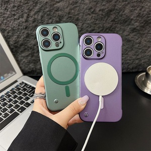 Ultra-Thin Borderless <b>PC</b> Hard Mobile Phone Case for iPhone 16 ProMax 15 Simple Style Pure Color Magnetic <b>Wireless</b> Charging Shell - Product Image 3