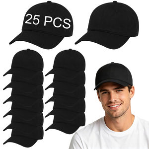 Cappellino da Baseball Neutro Regolabile dal Magazzino USA, <span class=keywords><strong>Design</strong></span> Semplice, Cappelli Unisex Neri per Uomo e Donna - Product Image 1
