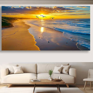 Toile murale <span class=keywords><strong>de</strong></span> <span class=keywords><strong>paysage</strong></span>, impressions d'art, peintures <span class=keywords><strong>de</strong></span> <span class=keywords><strong>coucher</strong></span> <span class=keywords><strong>de</strong></span> <span class=keywords><strong>soleil</strong></span> en bord <span class=keywords><strong>de</strong></span> mer, affiches, œuvres d'art pour salle <span class=keywords><strong>de</strong></span> jeux, appartement, dortoir, décoration esthétique - Product Image 2