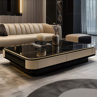 Table basse en bois moderne haut de gamme pour salon de villa, durable et écologique avec rangement, couleur personnalisable, nouveau design