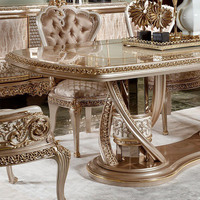 Table et chaises de salle à manger en bois massif de style européen, meubles de luxe inspirés des villas françaises pour hôtels et maisons