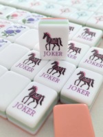 Mahjong américain de luxe Orange Horse, 160 pièces, en acrylique à quatre couches, portable, pour divertissement familial en extérieur