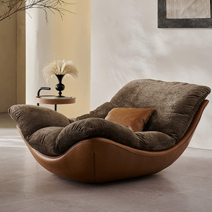 Sillón Reclinable <span class=keywords><strong>de</strong></span> Cuero Genuino <span class=keywords><strong>de</strong></span> Estilo Nórdico Italiano Minimalista para Sala <span class=keywords><strong>de</strong></span> Estar, Mueble <span class=keywords><strong>de</strong></span> Alta Gama para Dormitorio con Patas <span class=keywords><strong>de</strong></span> Madera - Product Image 3