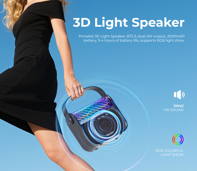 Hot Selling Portable Party Bluetooth Speaker with Handle, Powerful Bass, Colorful Flashing LED Lights & Microphone for Outdoor