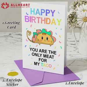 การ์ดวันเกิดตลกๆ ลายทาโก้ ขนาด 5x7 นิ้ว พร้อมข้อความ I Love You สั่งทำได้จำนวนน้อย พร้อมซองและสติกเกอร์ - Product Image 3