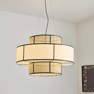Rattan Pendant <b>Light</b> Round E27 Three Headed Chandelier LED Black For Restaurant Tea Room <b>Dining</b> Space - Product Image 1