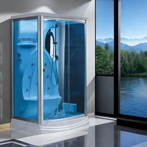 Luxury Smart Standing Massage Function Shower Steam Room Stall Black Sliding Shower Cubicle