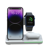 NEWQI Productos calientes Mini estación de carga multifunción plegable Reloj Auricular 3 en 1 Cargador inalámbrico Teléfono celular 15W Rápido