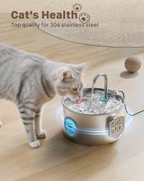 Fontaine à eau automatique pour chat en acier inoxydable 2,2 L, distributeur d'eau silencieux pour animaux de compagnie, bol pour petits animaux et chatons