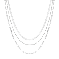 Ensemble de chaînes à maillons en corde torsadée à trois couches en argent avec chaîne serpent 2.5 et collier Figaro 35 + 38 + 42cm à la mode N0441