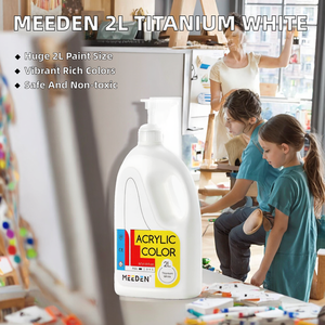 MEEDEN - Juego de Pintura Acrílica Extra Grande de 2L y 8 Colores, Pigmentos Ricos No Tóxicos, Blanco Titanio, para Clases de Arte/Pinturas Vertidas - Product Image 2