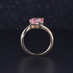 Anillo solitario Stasgem de oro amarillo de 10K con piedras preciosas ovaladas de laboratorio de 6*8mm - Product Image 4