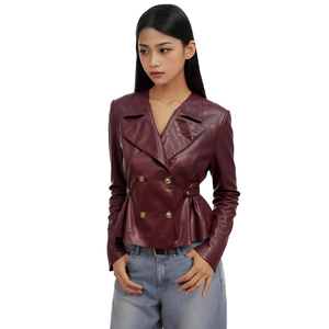 Couleur Marron Coupe élégante Jaune Dernier graphique Ensemble Boîtes artificielles Fringe Lady's Qualitypure Riding Veste en cuir noir - Product Image 1