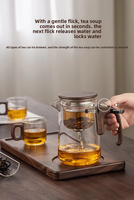 Théière en verre magnétique avec poignée en bois de qualité supérieure, couleur personnalisée, résistante à la chaleur, avec infuseur à thé et eau séparés, élégant cadeau de bureau