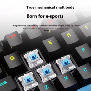 คีย์บอร์ดเกมมิ่งแบบมีสาย ไฟสามสีแบบประกบกัน ให้ความรู้สึกเหมือนคีย์บอร์ดแบบกลไก อุปกรณ์เสริมคอมพิวเตอร์ตั้งโต๊ะ - Product Image 6