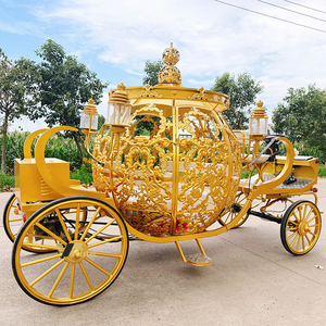 Vente en gros de magnifiques chariots de mariage dorés en forme de citrouille, chariots royaux pour princesse - Product Image 5