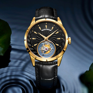 Montre mécanique pour homme AESOP avec tourbillon manuel, mouvement squelette, motif en spirale, acier inoxydable, verre saphir, livraison directe - Product Image 6