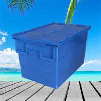 Caisse de déménagement en plastique pliable et empilable avec couvercle coulissant, bac de rangement, bac de transport, boîte de rangement recyclable