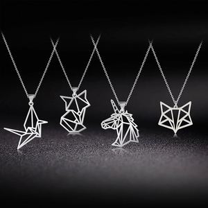 Collier pendentif Myshape Origami Licorne Renard Grue pour Femmes et Filles, en Acier Inoxydable, Chaîne <span class=keywords><strong>de</strong></span> <span class=keywords><strong>Cou</strong></span> Animal, Bijou Cadeau - Product Image 1