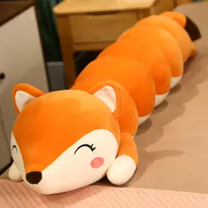 Cartoon Cute Animal Fox Caterpillar Long Strip Throw Pillow Large Bed Sofa Cushion Plush Toy Birthday Gift For Girls Kids
