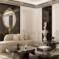 Miroir mural décoratif de luxe sur mesure, design unique, inspiré du rococo, sculpté à la main, meubles de maison avec finition noir et or