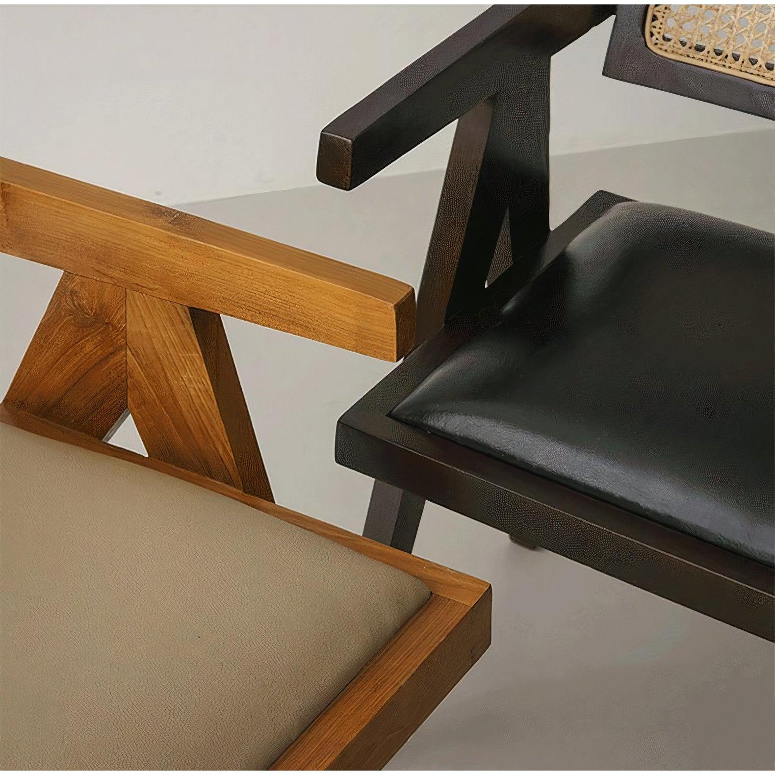 Nordic home furniture solid wood frame indoor chairs high quality rattan arm dining chair