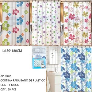 Cortina de Ducha de Plástico con Diseño Floral CASAMAX WL AP-1002, 180x180cm, Elegante, Portátil, Clásica, de Lujo - Product Image 1