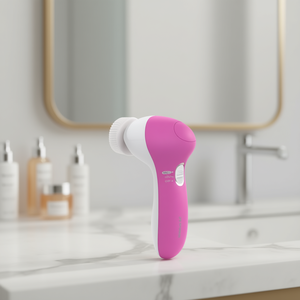 Brosse nettoyante électrique pour le visage 5 en 1 avec têtes de massage rotatives, design sans fil étanche, comprend une tête de bille, une brosse douce - Product Image 2