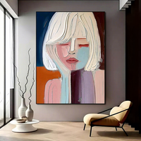 Peinture acrylique exclusive transfrontalière, peinte à la main, texture abstraite tridimensionnelle, portrait de personnalité, toile haut de gamme