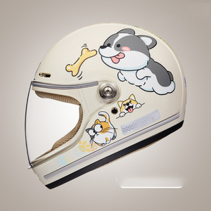 Casque de moto intégral pour enfants, motif de dessin animé mignon, casque de moto coupe-vent avec visière transparente - Product Image 1