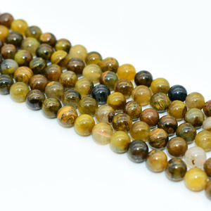 Pierres Peter jaunes naturelles, perles amples, 6, 8, 10 et 12mm, accessoires de haute qualité, assurance contre le commerce de gros - Product Image 1