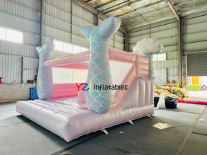 Château Gonflable Commercial Rose Pastel 7x5m avec Souffleur pour Fêtes d'Adultes, Capacité 300kg, Motif Cœur/<span class=keywords><strong>Amour</strong></span> - Product Image 4