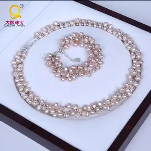Bijoux en perles d'eau douce pour femmes, costume, collier et bracelet en perles d'eau douce, offre spéciale