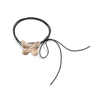 Collar de Moda con Mariposa Metálica, Aleación de Zinc, Hilo Encerado Negro, Joyería para Fiesta - Product Image 5