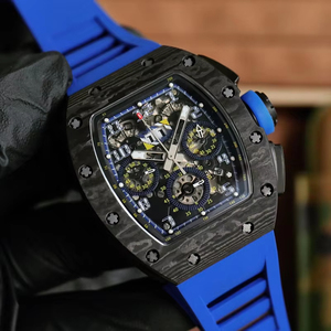 Mens Luxury Carbon Fiber Blue Rubber Strap <b>Skeleton</b> Tourbillon Business and Casual Water Resistant <b>Automatic</b> Mechanical <b>Watch</b> - Product Image 2