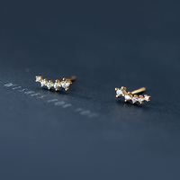 Boucles d'oreilles clous en argent sterling S925 avec zircon cubique en forme d'arc pour femme