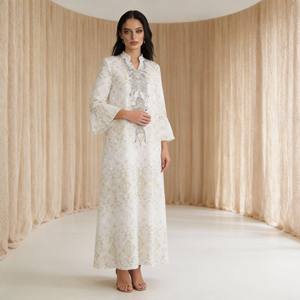 Robe Abaya en Polyester Brodée de Luxe pour Femmes Musulmanes, Personnalisée, Haute Qualité, Élégante, Vente en Gros pour les Fêtes - Product Image 2