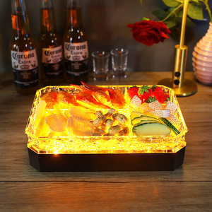 Illuminated Fruit Platter Rectangle LED Snack Plate <b>Battery</b> Powered Party Tableware - Product Image 4
