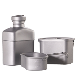 Set di Drinkware in titanio da campeggio all'aperto tazze da mensa ciotola per bottiglie d'acqua bollitore per cucinare pasticcio Kit-3pcs accessori essenziali da campeggio - Product Image 1