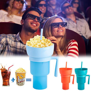 Gobelet de stade <span class=keywords><strong>Tik</strong></span> <span class=keywords><strong>Tok</strong></span> Pop 32 oz en plastique pour collations et apéritifs, gobelets à boisson de stade 2 en 1, gobelet à popcorn avec pailles - Product Image 2